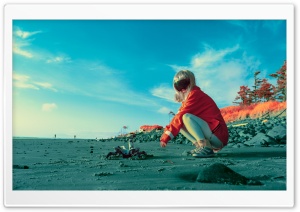 Girl, Robot Infrared Photography Ultra HD Wallpaper for 4K UHD Widescreen desktop, tablet & smartphone