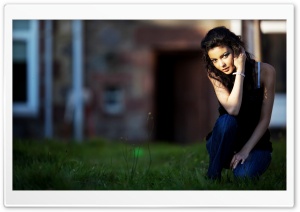Girl Sitting Outside In Grass Ultra HD Wallpaper for 4K UHD Widescreen desktop, tablet & smartphone