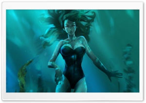 Girl Underwater Painting Ultra HD Wallpaper for 4K UHD Widescreen desktop, tablet & smartphone