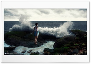 Girl waiting for shore Ultra HD Wallpaper for 4K UHD Widescreen desktop, tablet & smartphone