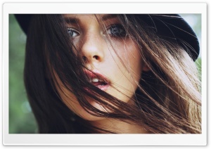 Girl with long hair wearing a hat Portrait Ultra HD Wallpaper for 4K UHD Widescreen desktop, tablet & smartphone
