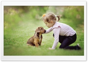 Girl with puppy Ultra HD Wallpaper for 4K UHD Widescreen desktop, tablet & smartphone