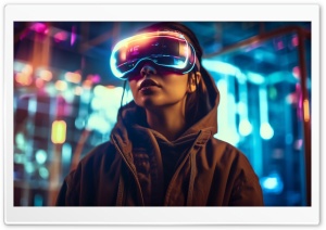 Girl with VR Headset Ultra HD Wallpaper for 4K UHD Widescreen desktop, tablet & smartphone
