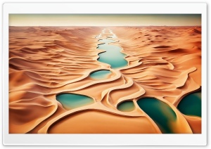 Golden Desert, Water, Digital Art Ultra HD Wallpaper for 4K UHD Widescreen desktop, tablet & smartphone