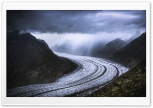 Great Aletsch Glacier, Swiss Alps Mountain Range Ultra HD Wallpaper for 4K UHD Widescreen desktop, tablet & smartphone