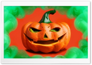 Halloween, Green Smoke, Jack O Lantern 2023 Ultra HD Wallpaper for 4K UHD Widescreen desktop, tablet & smartphone