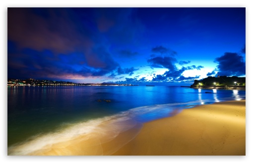 Horizon, town, shore, lights, sky UltraHD Wallpaper for Wide 16:10 Widescreen WHXGA WQXGA WUXGA WXGA ;