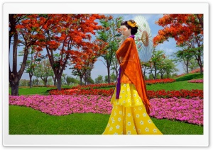 Japanese Geisha, Spring Garden Ultra HD Wallpaper for 4K UHD Widescreen desktop, tablet & smartphone