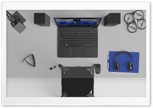 Laptop, Desk, Drone, Headphones, Music Ultra HD Wallpaper for 4K UHD Widescreen desktop, tablet & smartphone
