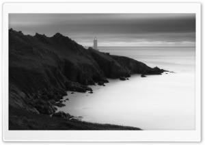 Lighthouse Coast Black and White Ultra HD Wallpaper for 4K UHD Widescreen desktop, tablet & smartphone