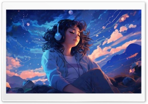 Lo-Fi Girl listening Music Ultra HD Wallpaper for 4K UHD Widescreen desktop, tablet & smartphone