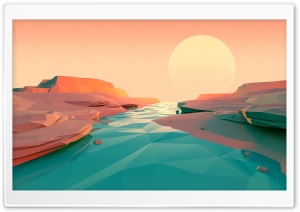 Low Poly River Landscape Design Ultra HD Wallpaper for 4K UHD Widescreen desktop, tablet & smartphone