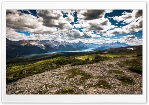 Maligne Lake view from Bald Hills, Alberta, Canada Ultra HD Wallpaper for 4K UHD Widescreen desktop, tablet & smartphone