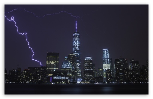 GoEoo 8x8ft Thunderstorm New York City Landscape Photography Backdrop Lightning City Night Skyline Photo Background for Videos YouTube Photo Studio Props 