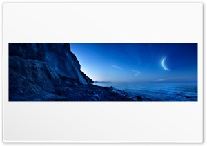 Night Shot of Mountains and Sea, Denmark Ultra HD Wallpaper for 4K UHD Widescreen desktop, tablet & smartphone
