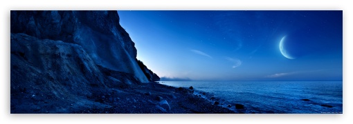 Night Shot of Mountains and Sea, Denmark UltraHD Wallpaper for Dual 16:10 WHXGA WQXGA WUXGA WXGA ;