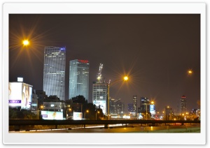 Night Tel Aviv. Azriely Towers Ultra HD Wallpaper for 4K UHD Widescreen desktop, tablet & smartphone