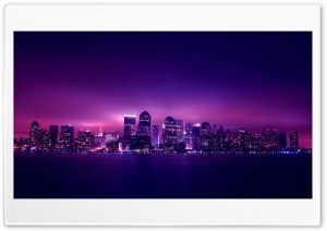 Ocean City Night Lights Ultra HD Wallpaper for 4K UHD Widescreen desktop, tablet & smartphone