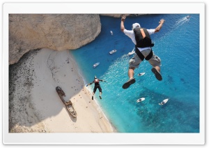 parachuting flight view of the beach Ultra HD Wallpaper for 4K UHD Widescreen desktop, tablet & smartphone