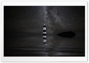 Penmon - Trwyn Du - Lighthouse, Milky Way Galaxy, Night Sky Ultra HD Wallpaper for 4K UHD Widescreen desktop, tablet & smartphone