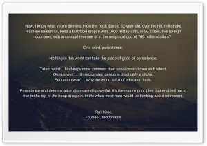 Persistence - Ray Kroc, Founder, McDonalds Ultra HD Wallpaper for 4K UHD Widescreen desktop, tablet & smartphone
