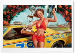 Pin-up Racer Girl Ultra HD Wallpaper for 4K UHD Widescreen desktop, tablet & smartphone