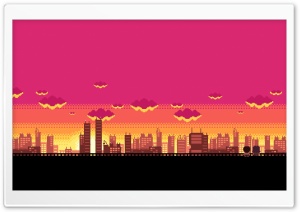 Pink City Pixel Art Ultra HD Wallpaper for 4K UHD Widescreen desktop, tablet & smartphone