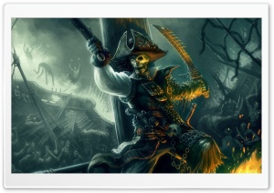 Pirate Sword Fight Painting Ultra HD Wallpaper for 4K UHD Widescreen desktop, tablet & smartphone