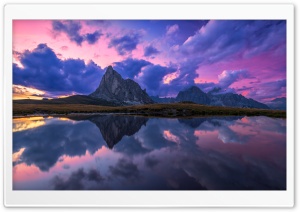 Purple Sky, Mountain Lake Reflection Ultra HD Wallpaper for 4K UHD Widescreen desktop, tablet & smartphone