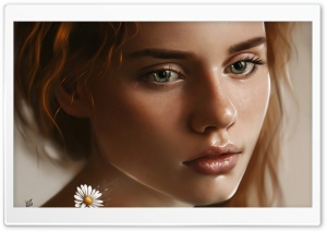 Realistic Sad Girl Redhead Artwork Ultra HD Wallpaper for 4K UHD Widescreen desktop, tablet & smartphone