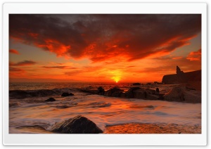 Red Sunset Over Sea Ultra HD Wallpaper for 4K UHD Widescreen desktop, tablet & smartphone