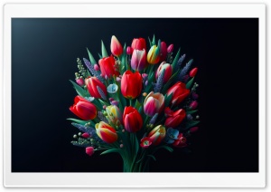Red Tulips Flowers Arrangement, Dark Background Ultra HD Wallpaper for 4K UHD Widescreen desktop, tablet & smartphone