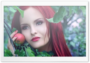 Rehead Girl With Apple Ultra HD Wallpaper for 4K UHD Widescreen desktop, tablet & smartphone