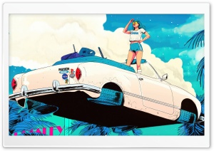 Retro Sci-fi Girl Illustration Ultra HD Wallpaper for 4K UHD Widescreen desktop, tablet & smartphone
