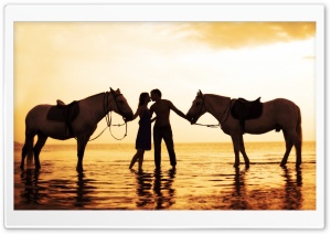 Riding Horses On The Beach Ultra HD Wallpaper for 4K UHD Widescreen desktop, tablet & smartphone