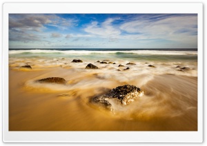 Rocks, Sand Beach Ultra HD Wallpaper for 4K UHD Widescreen desktop, tablet & smartphone