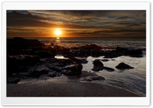 Rocky Beach Sunset Ultra HD Wallpaper for 4K UHD Widescreen desktop, tablet & smartphone