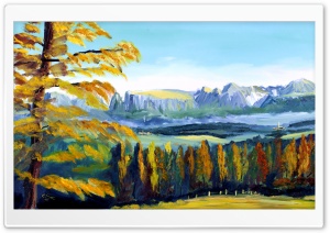 Rosengarten Dolomites Italy Oil Painting Ultra HD Wallpaper for 4K UHD Widescreen desktop, tablet & smartphone