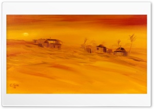 Sahara Desert Oil Painting Ultra HD Wallpaper for 4K UHD Widescreen desktop, tablet & smartphone