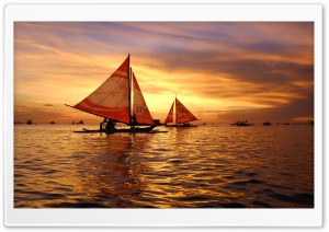 Sailboats at Sunset Ultra HD Wallpaper for 4K UHD Widescreen desktop, tablet & smartphone