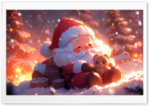 Santa Claus Kawaii Art Ultra HD Wallpaper for 4K UHD Widescreen desktop, tablet & smartphone