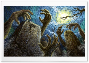 Scary Graveyard Night Hallowmas Halloween Ultra HD Wallpaper for 4K UHD Widescreen desktop, tablet & smartphone