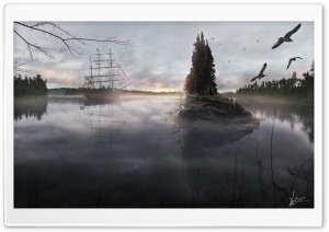 Ship On The River Ultra HD Wallpaper for 4K UHD Widescreen desktop, tablet & smartphone