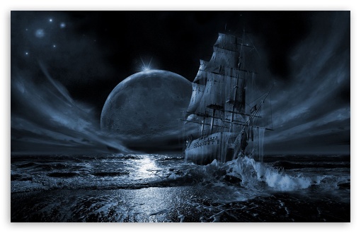 Ship,Night, Fantasy UltraHD Wallpaper for Wide 16:10 Widescreen WHXGA WQXGA WUXGA WXGA ;