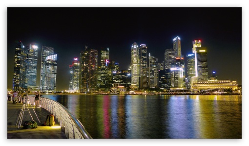 Singapore River Night Scene UltraHD Wallpaper for 8K UHD TV 16:9 Ultra High Definition 2160p 1440p 1080p 900p 720p ;