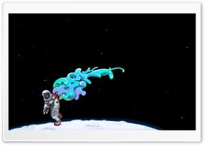 Spaceman On The Moon Ultra HD Wallpaper for 4K UHD Widescreen desktop, tablet & smartphone
