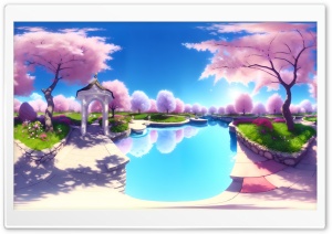Spring Illustration, Pink Trees Ultra HD Wallpaper for 4K UHD Widescreen desktop, tablet & smartphone
