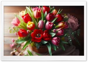 Spring Tulips Rustic Bouquet Background Ultra HD Wallpaper for 4K UHD Widescreen desktop, tablet & smartphone