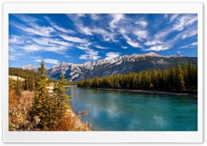 Spruces River Mountains Sky Ultra HD Wallpaper for 4K UHD Widescreen desktop, tablet & smartphone