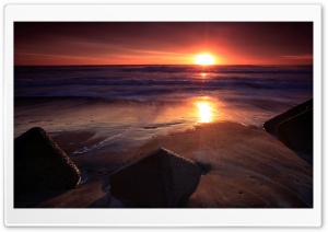 Stones On The Beach, Sunset Ultra HD Wallpaper for 4K UHD Widescreen desktop, tablet & smartphone